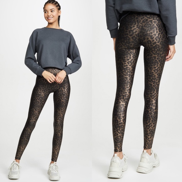 spanx leopard shine leggings